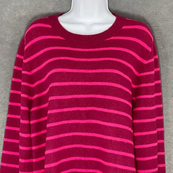 J. Crew Sweater Womens XXL Extra Soft Striped‎ Pink Magenta Wool Blend Crew Neck - Picture 4 of 13